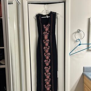 Floral Embroidered Black Dress